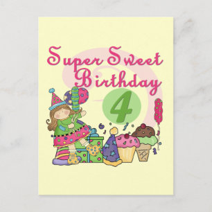 Super Sweet 4th Birthday T-shirts and Gifts Postcard