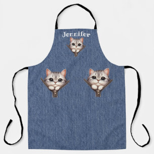 Super Sweet Gray Tabby Cat All-Over Print Apron