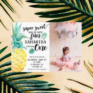 Super Sweet Pineapple First Birthday Invitation