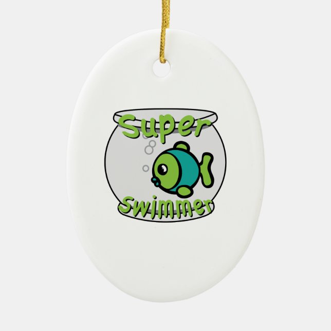 Super Swimmer Ceramic Tree Decoration (Front)