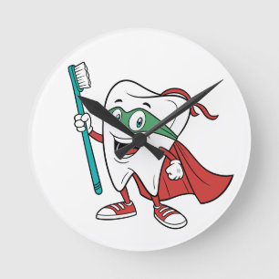 Super Tooth Hero   Fun Dental Clinic  Round Clock