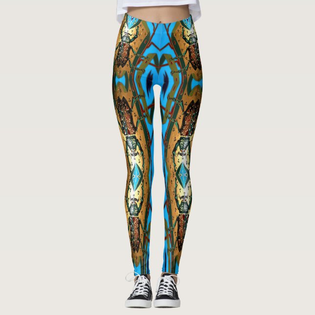 Super vibrant scarab beetle design leggings (Front)