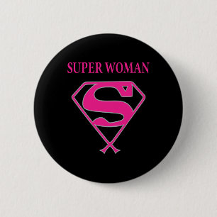 Super Woman (Breast Cancer Awareness) 6 Cm Round Badge