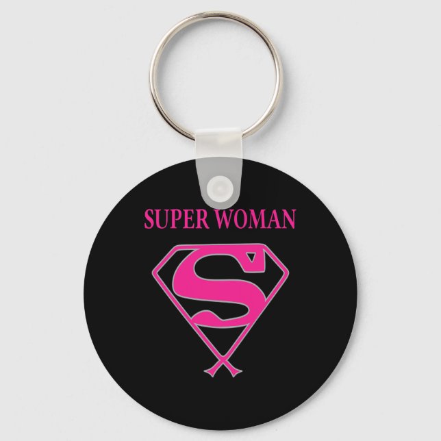 Super Woman (Breast Cancer Awareness)  Key Ring (Front)