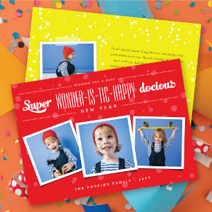 Super Wonder-is-tic Happy-docious New Year Photo Holiday Card