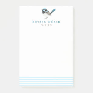 Superb Fairy Wren - Cute Blue Bird Personalised Post-it Notes