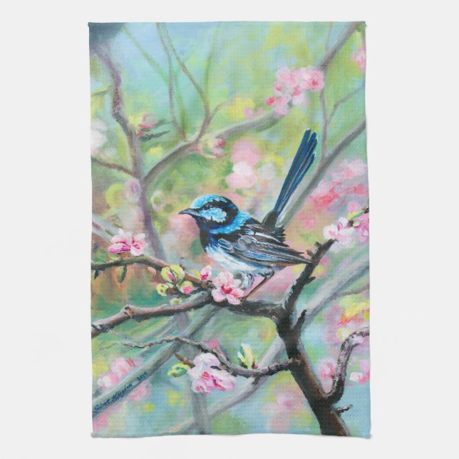 Superb Fairy Wren - Tea Towel (Vertical)