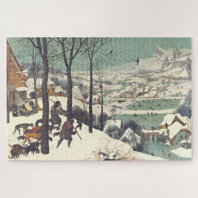 Superb "Hunters in the Snow" Pieter Bruegel 1565, Jigsaw Puzzle (Horizontal)