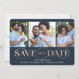 Superb Swirl 3 Photos Save The Date Card