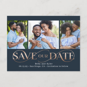 Superb Swirl 3 Photos Save The Date Postcard