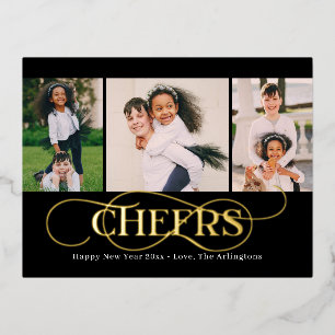 Superb Swirl FOIL Happy New Year Holiday Postcard