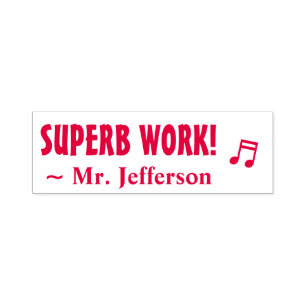 "SUPERB WORK!" + Teacher's Name Rubber Stamp