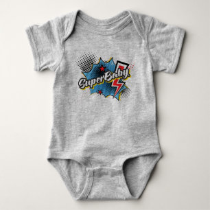 SuperBABY superhero comic bodysuit gift GRAY
