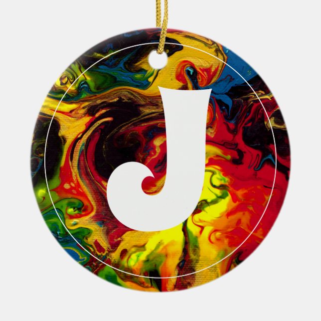 Superball Monogram Ceramic Tree Decoration (Front)