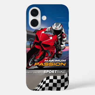 Superbike Racing Maximum Passion Biker Graphic iPhone 16 Case