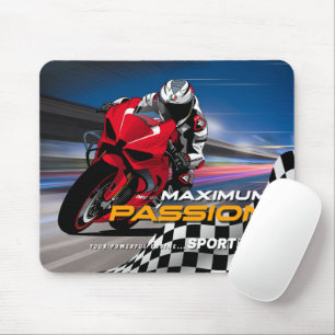 Superbike Racing Maximum Passion Biker Graphic Mouse Pad