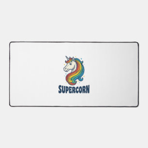 Supercorn Unicorn Vintage Engraving T-Shirt Design Desk Mat