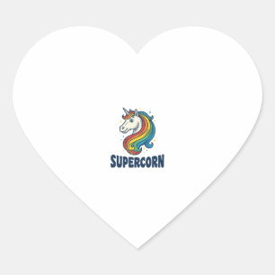 Supercorn Unicorn Vintage Engraving T-Shirt Design Heart Sticker