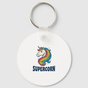 Supercorn Unicorn Vintage Engraving T-Shirt Design Key Ring