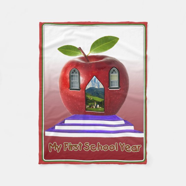 Supercute “My First Day of School” Fleece Blanket (Front)