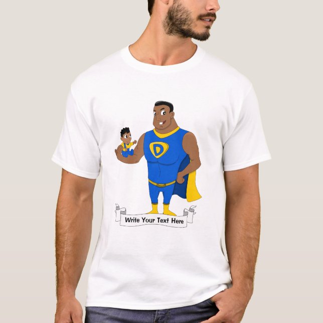 Superdad and a child - cartoon T-Shirt (Front)