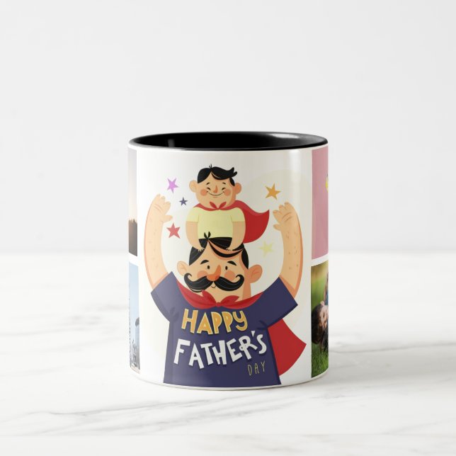 Superdad - Happy Father's Day Custom Photo Two-Tone Coffee Mug (Center)