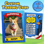 Superdog Comic Trading Card Funny Custom Dog Cards<br><div class="desc">Turn your pup into the ultimate hero with this Superdog Comic Trading Card! Perfect for celebrating your furry friend’s unique personality,  this funny and personalised card is a must-have for any dog lover. A playful keepsake to cherish forever!</div>