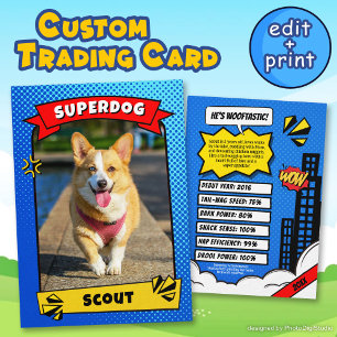 Superdog Comic Trading Card Funny Custom Dog Cards
