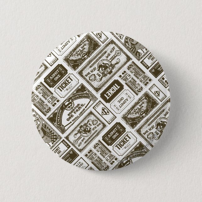 Supergirl Admit One Pattern Brown 6 Cm Round Badge (Front)