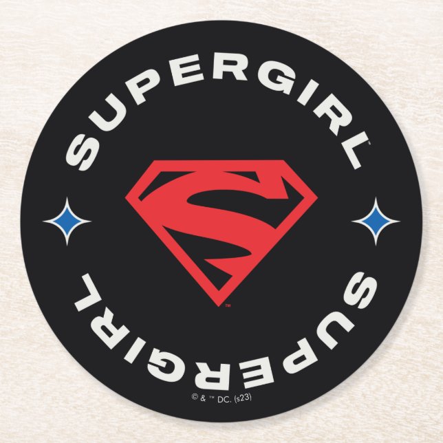 Supergirl Age of Heroes Circle S-Shield Round Paper Coaster (Front)