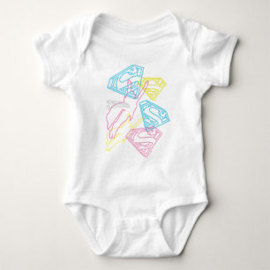 Supergirl and Logo Coloured Outlines Baby Bodysuit