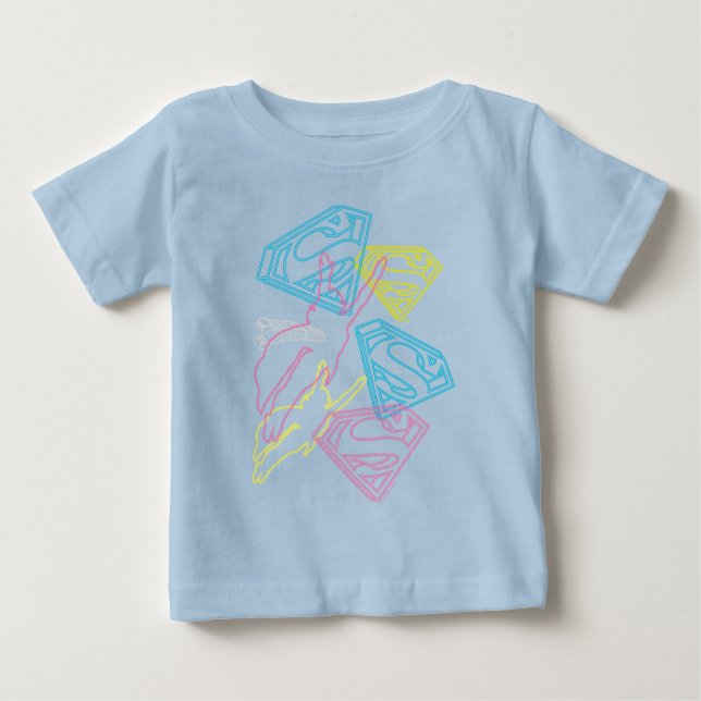Supergirl and Logo Coloured Outlines Baby T-Shirt (Front)