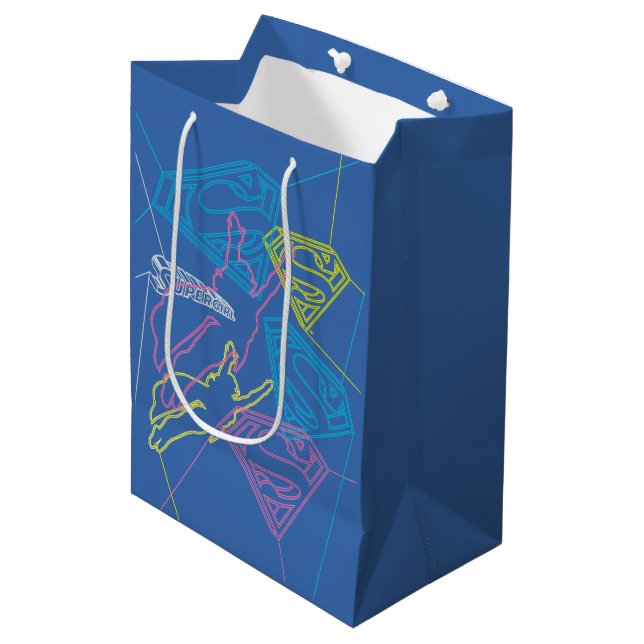 Supergirl and Logo Coloured Outlines Medium Gift Bag (Front Angled)
