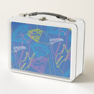 Supergirl and Logo Coloured Outlines Metal Lunch Box