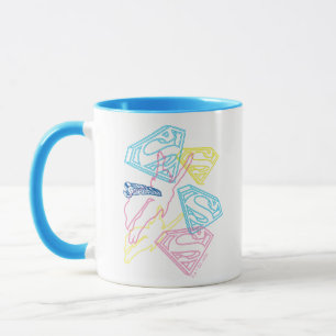 Supergirl and Logo Coloured Outlines Mug
