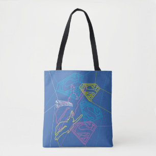 Supergirl and Logo Coloured Outlines Tote Bag