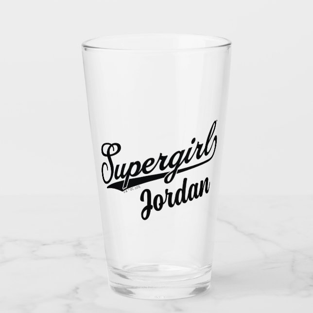 Supergirl Baseball All-Star Name Logo Glass (Front)