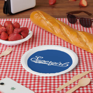 Supergirl Baseball All-Star Name Logo Paper Plate