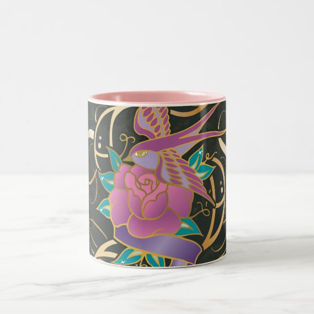Supergirl Bird and Flower Two-Tone Coffee Mug (Center)