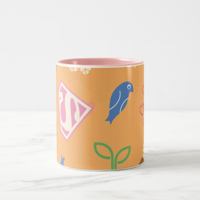 Supergirl Birds & the Bees Orange Two-Tone Coffee Mug (Center)