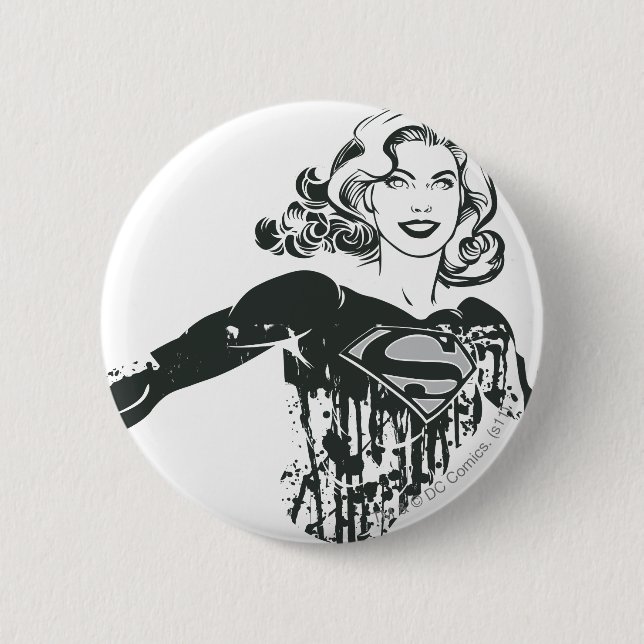 Supergirl Black and White Drawing 1 6 Cm Round Badge (Front)