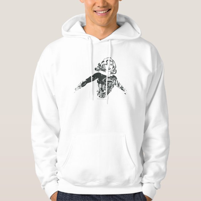 Supergirl Black and White Drawing 1 Hoodie (Front)