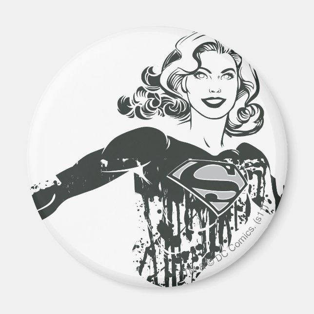Supergirl Black and White Drawing 1 Magnet (Front)