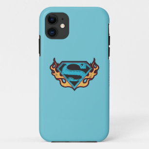 Supergirl Blue Logo with Flames Case-Mate iPhone Case