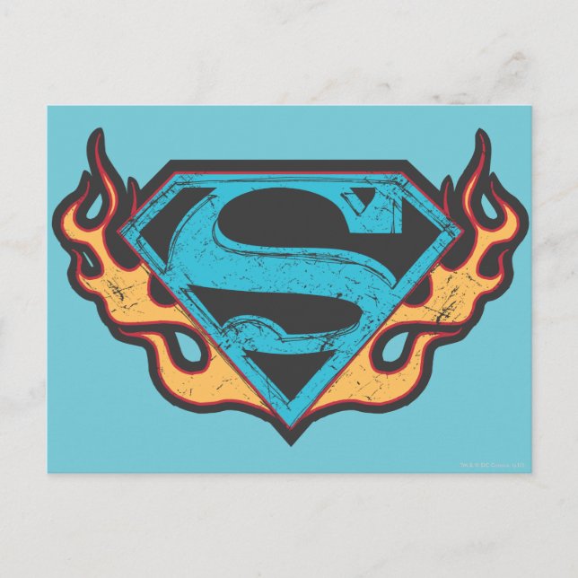 Supergirl Blue Logo with Flames Postcard (Front)