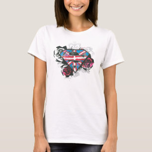 Supergirl British Flag and Roses T-Shirt