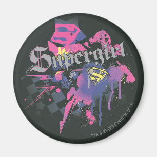 Supergirl Chequered Splatter Magnet