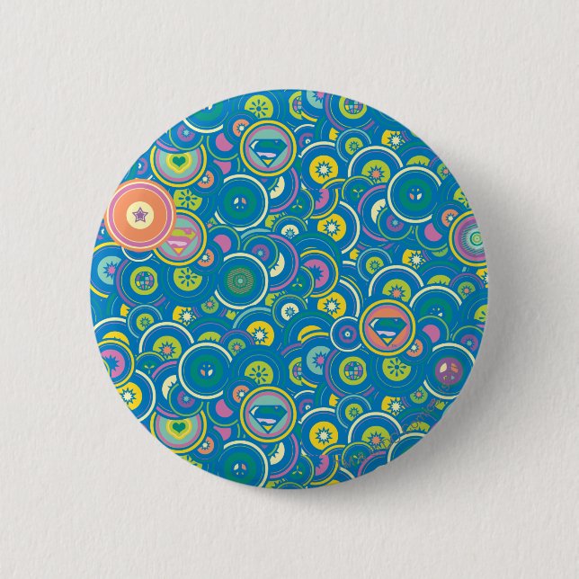 Supergirl Circle Blue Pattern 6 Cm Round Badge (Front)