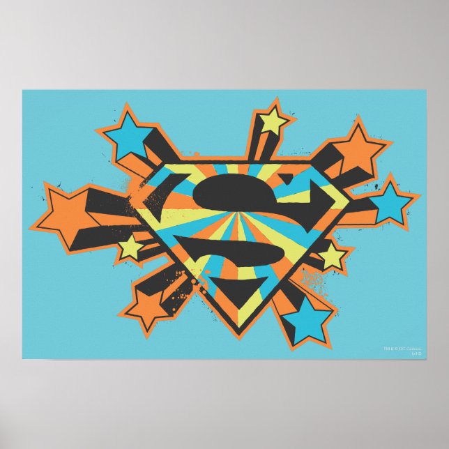 Supergirl Colorful Stars Logo Poster (Front)