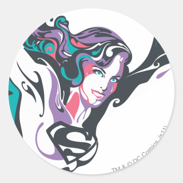 Supergirl Colour Splash Pose 3 Classic Round Sticker (Front)